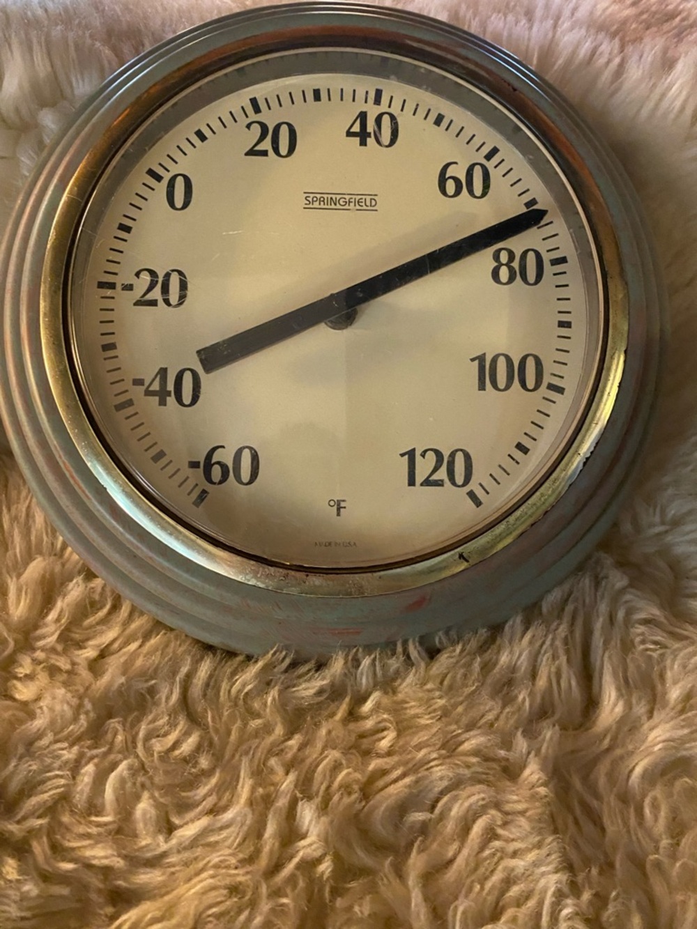 Wall Thermometer in Cream with Metal Frame